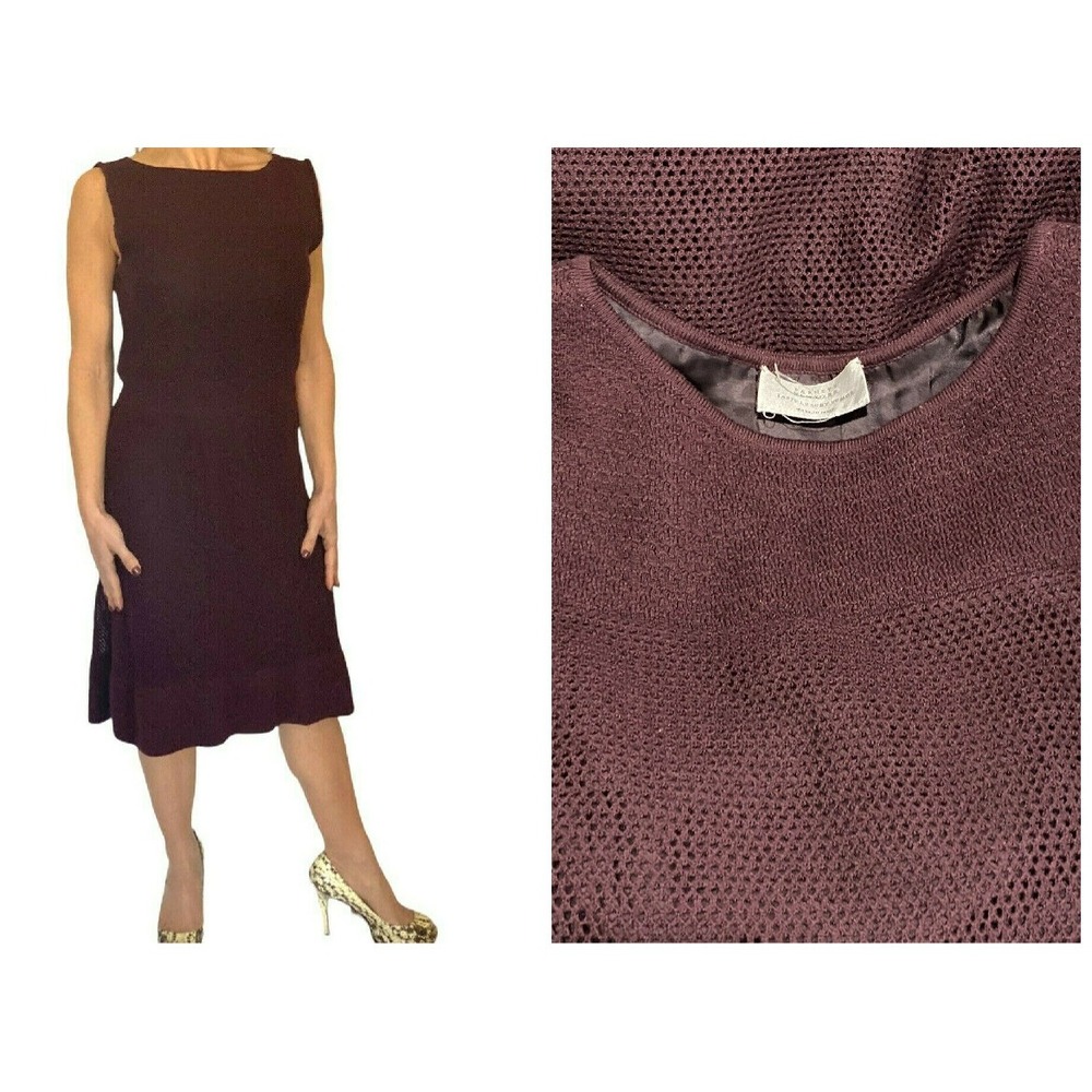 Barneys New York Taste Luxury Humor Raisin Sleeveless‎ Wool Mesh Knit Dress M